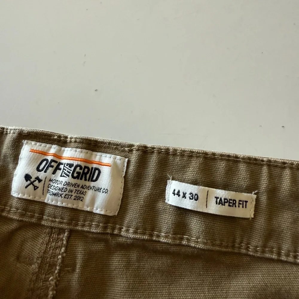 Off The Grid The Trailblazer Tapered Fit Beige Canvas Cargo Pants Mens 44 x 30